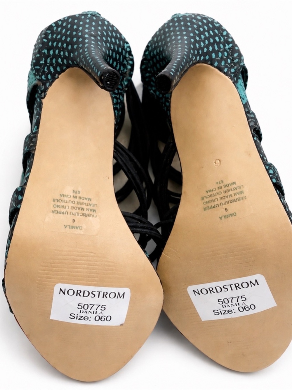 Strappy Teal Snake-Print High Heel Sandals Size 6 NWT - Picture 4 of 4